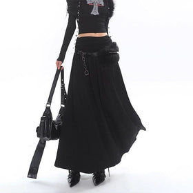 Ruched ruffle solid maxi skirt  | Festival Outfits Women