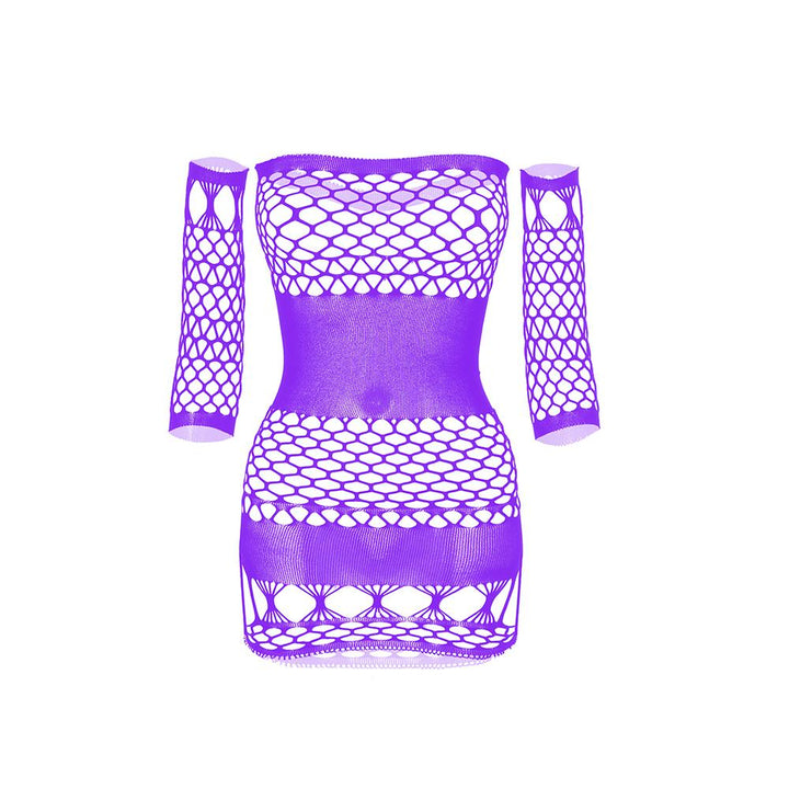 Crewneck fishnet hollow out gloves tank cut out mini dress  | Festival Outfits Women