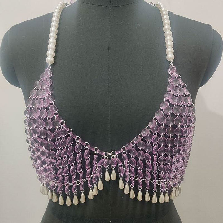 Crystal v neck tassels hollow out cami cut out top  | Festival Outfits Women