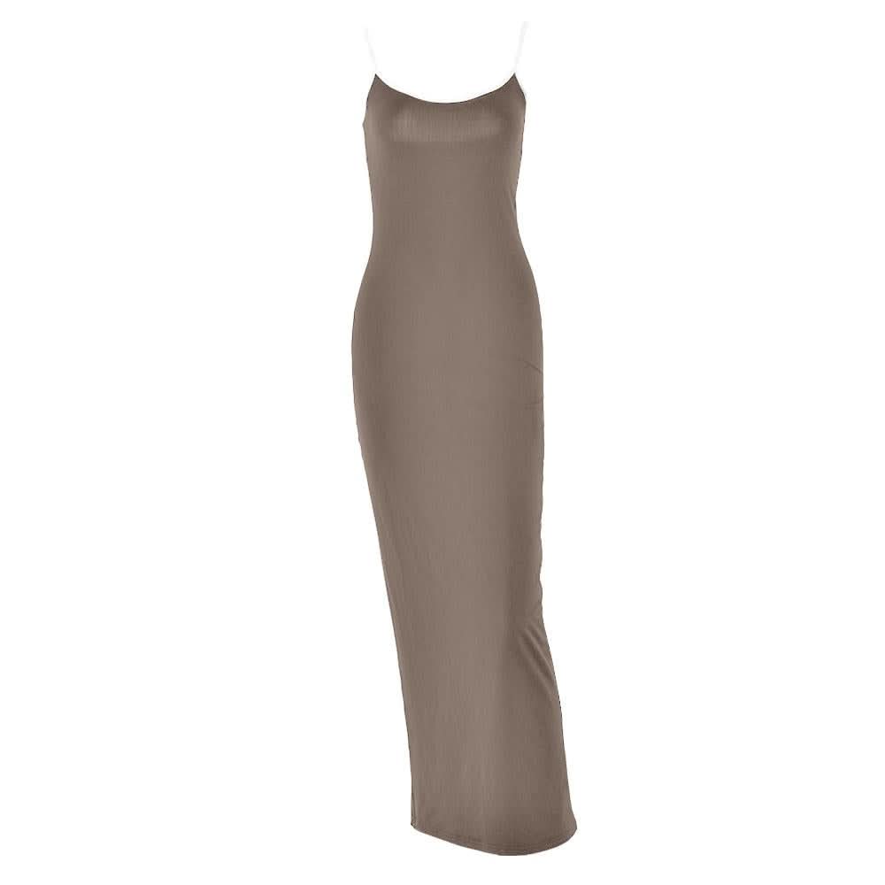Cross back self tie u neck low cut cami maxi dress  | Festival Outfits Women