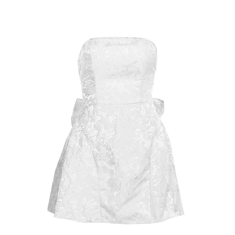 Textured bowknot lace up tube mini dress  | Festival Outfits Women