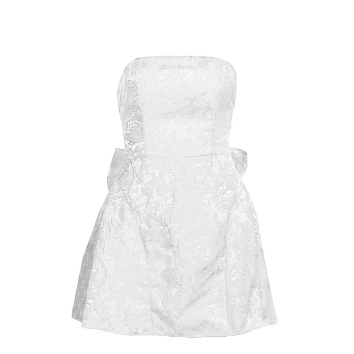 Textured bowknot lace up tube mini dress  | Festival Outfits Women