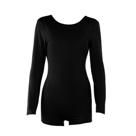 Long sleeve round neck backless solid romper  | Festival Outfits Women