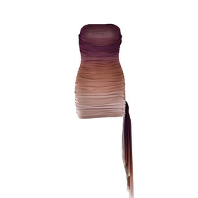Ruched gradient mesh backless tube mini dress  | Festival Outfits Women