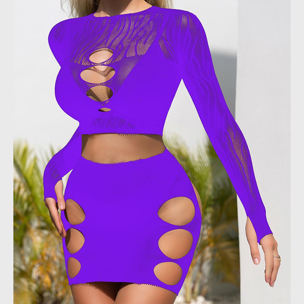 Long sleeve zebra sheer mesh mini skirt set  | Festival Outfits Women