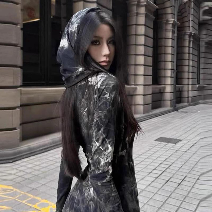 Long sleeve slit tie dye v neck maxi dress  | Festival Outfits Women