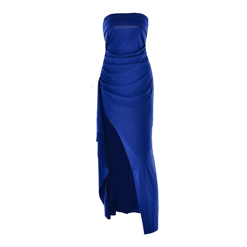 Ruched high slit irregular ruffle tube maxi dress  | Festival Outfits Women