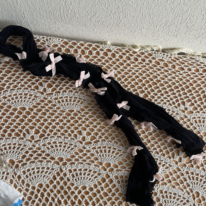 Lace bowknot hollow out contrast gloves  | Festival Outfits Women