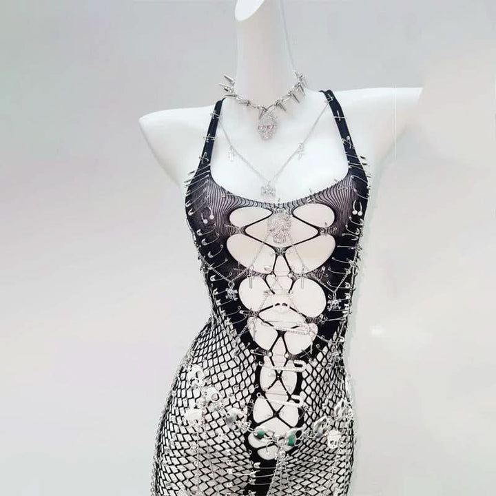 U neck fishnet cami mini dress  | Festival Outfits Women