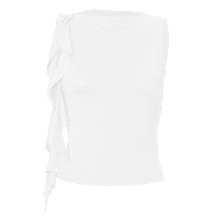 Rigunan Ruffle crewneck mai ƙarfi mara tsari | Kayan Biki na Mata