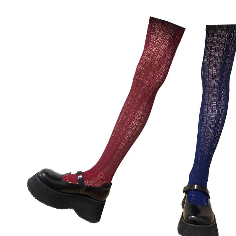 Sheer lace hollow out contrast tights  | Festival Outfits Women