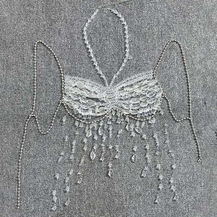 Halter metal chain beaded tassels cami top  | Festival Outfits Women