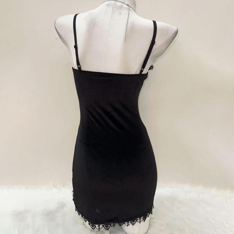 V neck cross applique bowknot cami mini dress  | Festival Outfits Women