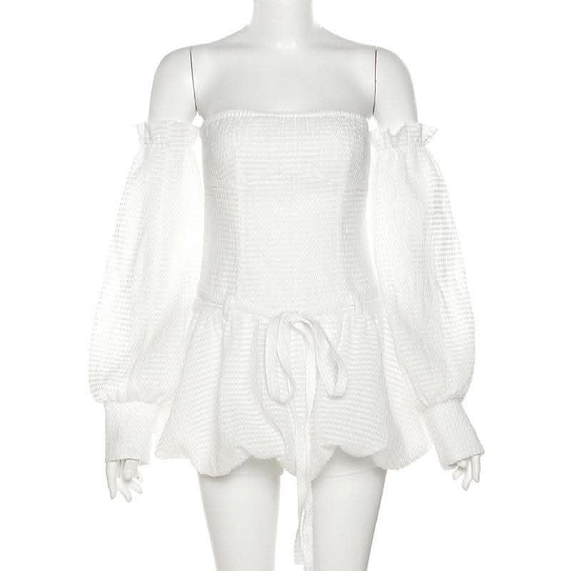 Backless self tie ruched textured gloves solid tube mini dress-final-sale  | Festival Outfits Women