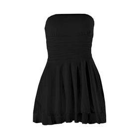 Ruched backless solid ruffle tube mini dress  | Festival Outfits Women
