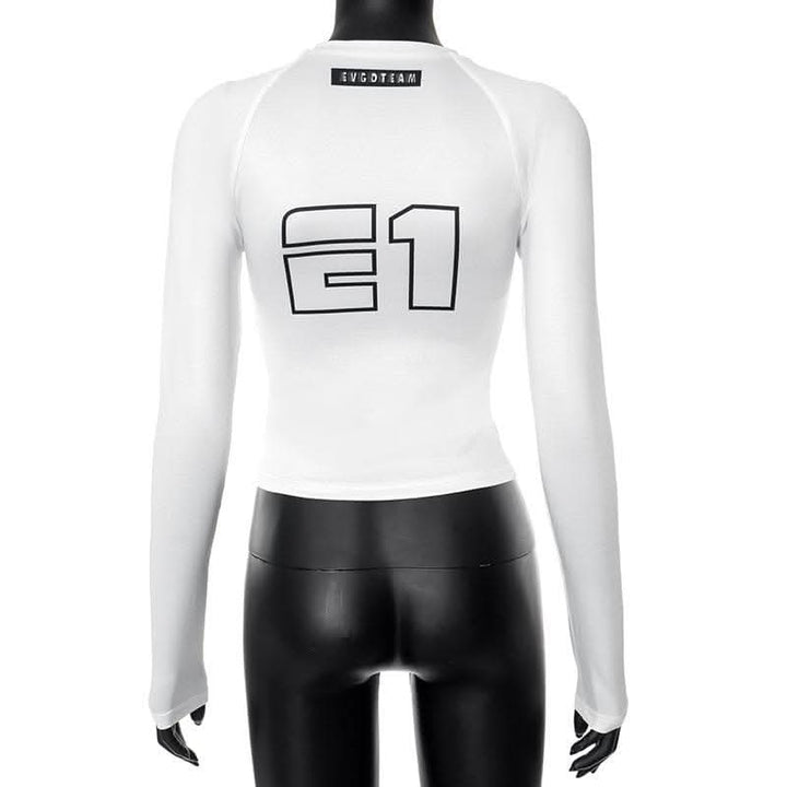 Long sleeve crewneck abstract contrast top-final-sale  | Festival Outfits Women