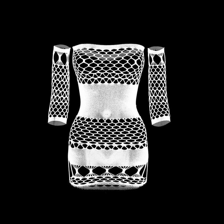 Crewneck fishnet hollow out gloves tank cut out mini dress  | Festival Outfits Women