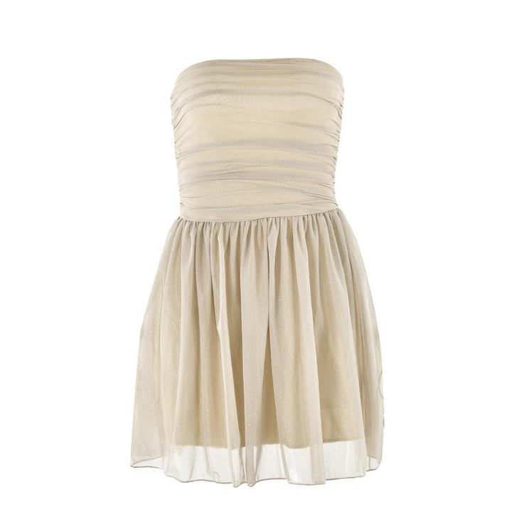 Ruched backless glitter mesh tube mini dress  | Festival Outfits Women