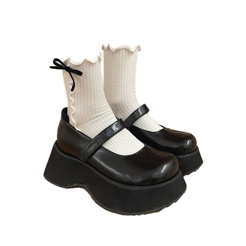 Ruffle ribbed bowknot contrast socks  | Festival Outfits Women