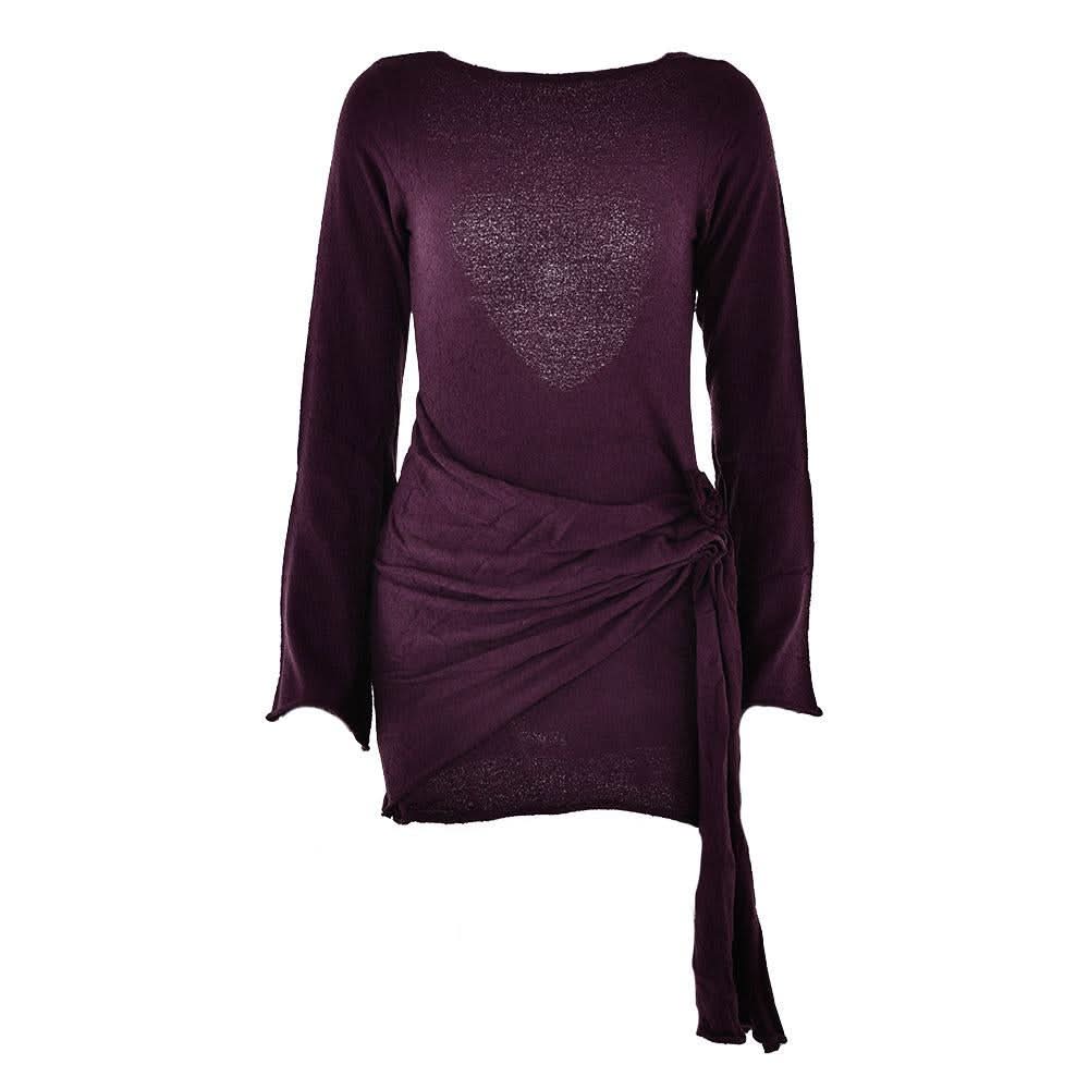 Long sleeve flower applique ruched backless mini dress  | Festival Outfits Women