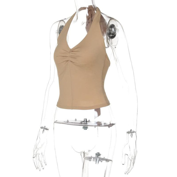 Halter ruched knotted solid top  | Festival Outfits Women