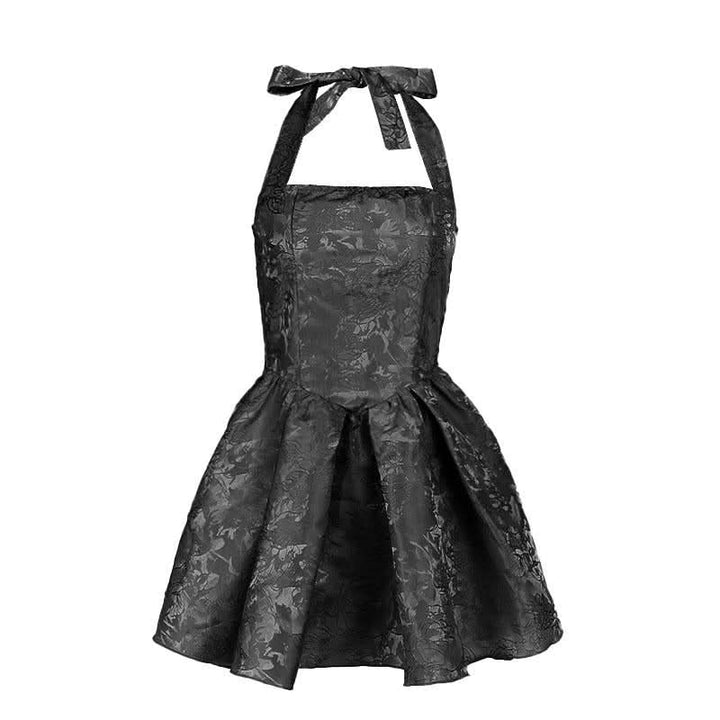 Halter smocked ruched square neck print mini dress  | Festival Outfits Women