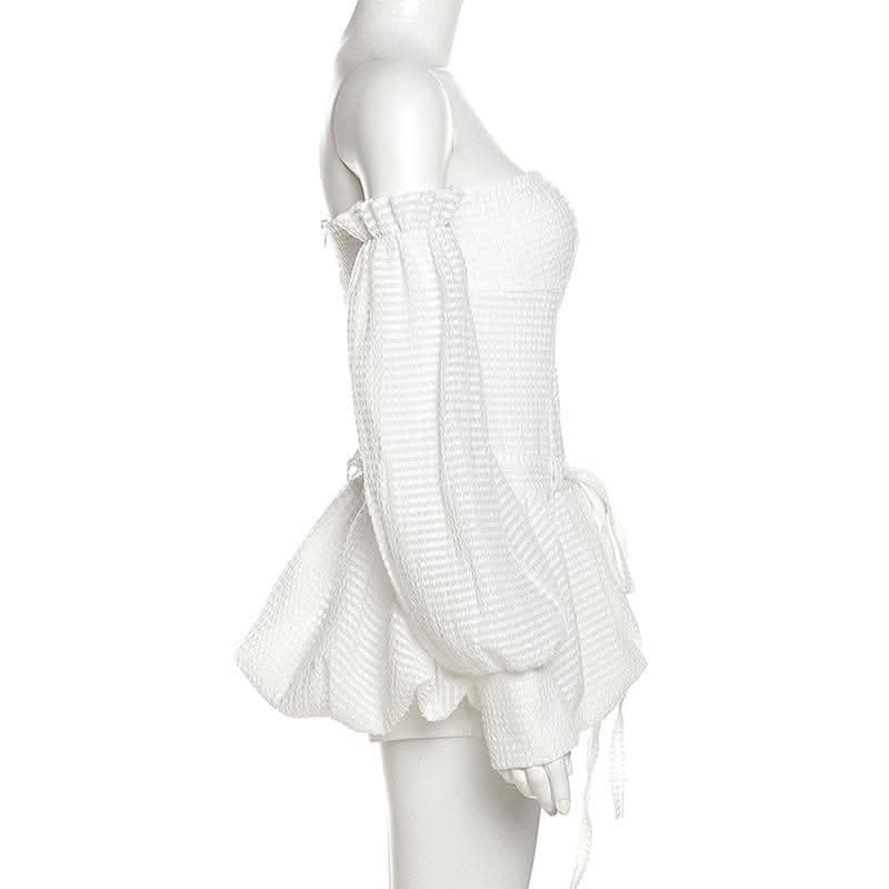 Backless self tie ruched textured gloves solid tube mini dress-final-sale  | Festival Outfits Women