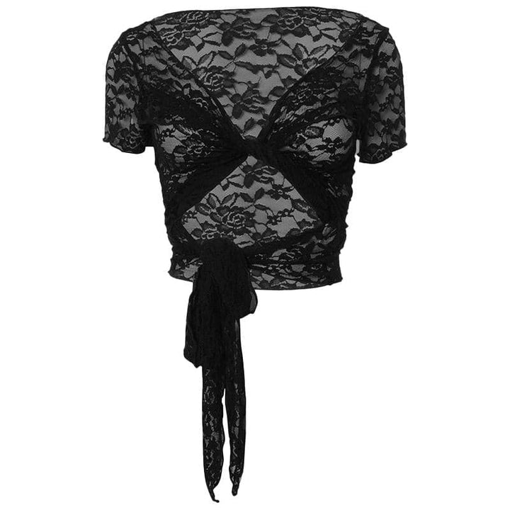 Lace mai gajeren hannu mai hanyoyi biyu | Kayan Biki na Mata