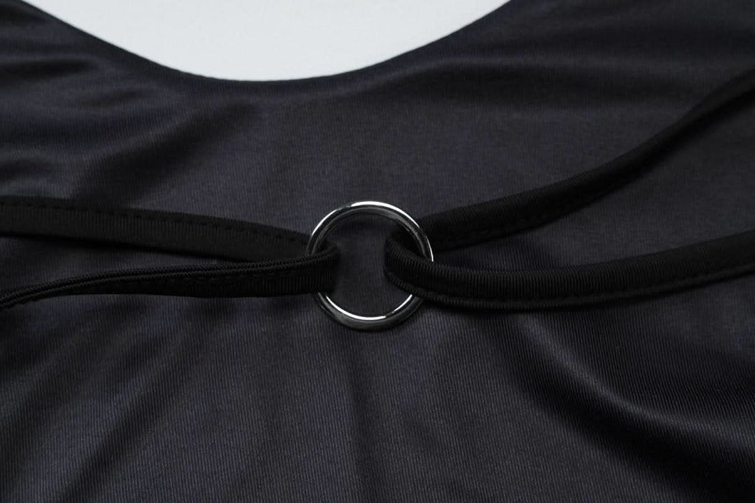 Halter self tie u neck body print o ring maxi dress  | Festival Outfits Women