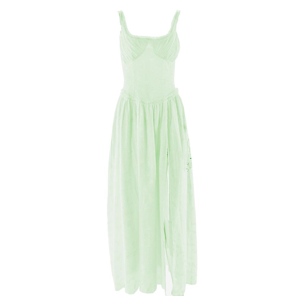 Sweetheart neck ruched textured ruffle cami maxi dress  | Festival Outfits Women