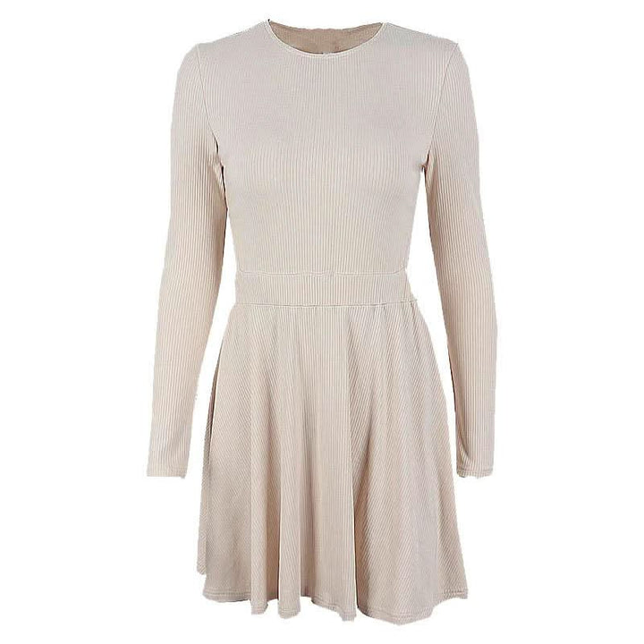 Ribbed long sleeve solid button hollow out crewneck cut out mini dress-final-sale  | Festival Outfits Women