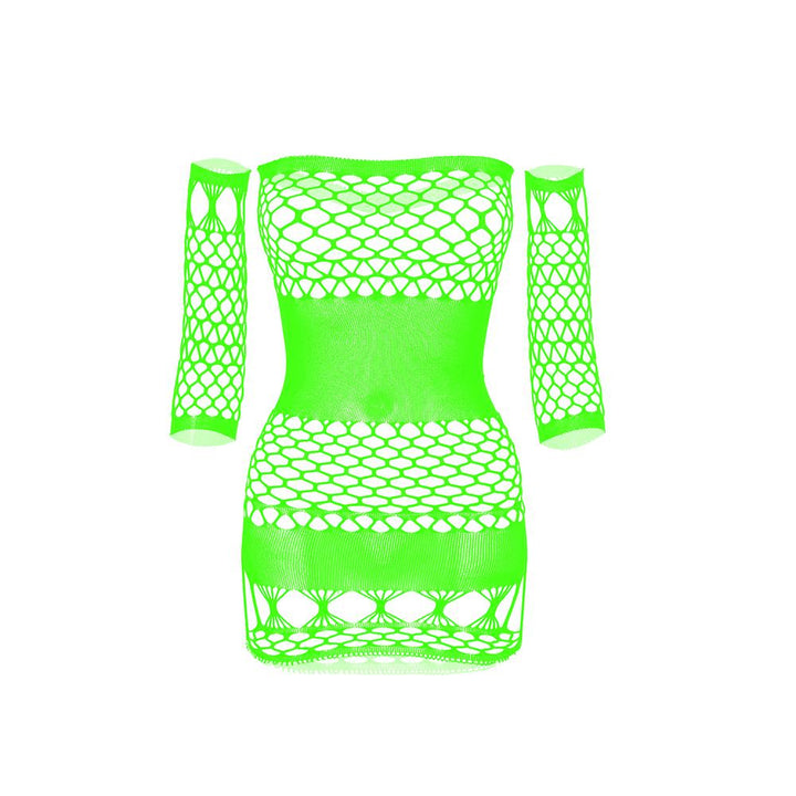 Crewneck fishnet hollow out gloves tank cut out mini dress  | Festival Outfits Women