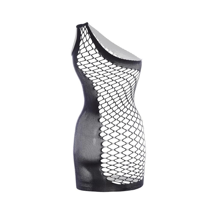 Mesh one shoulder fishnet irregular mini dress  | Festival Outfits Women