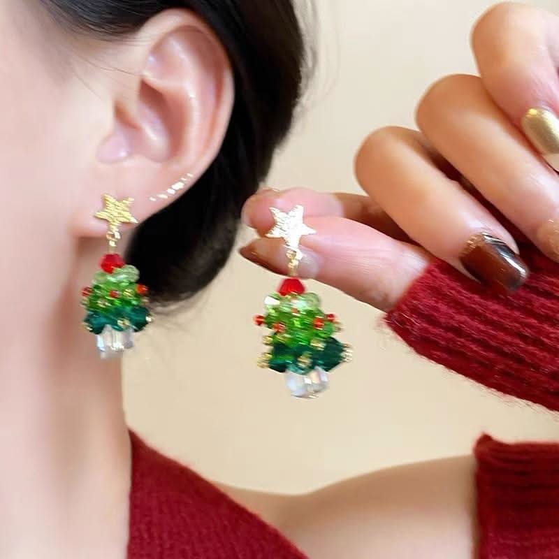Bowknot pendant christmas tree decor drop earrings  | Festival Outfits Women