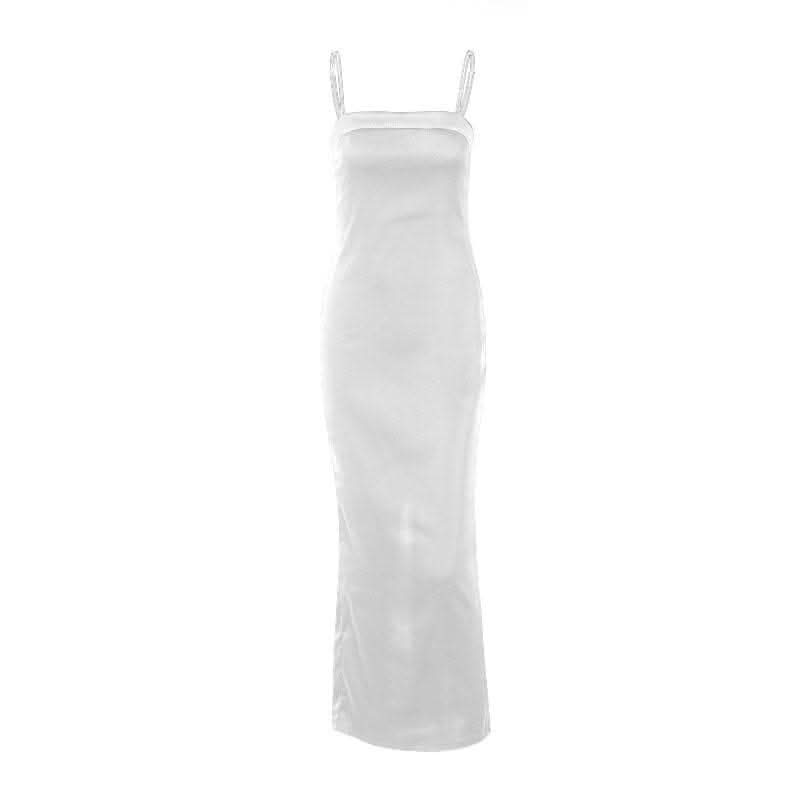 Beaded square neck slit zip-up backless cami maxi dress-final-sale  | Festival Outfits Women