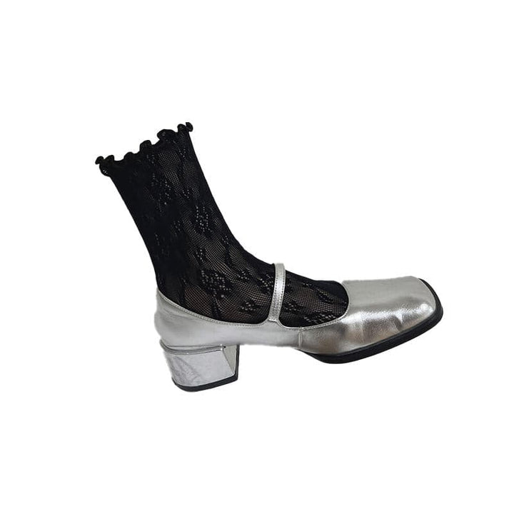 Ruffle hollow out lace solid socks  | Festival Outfits Women