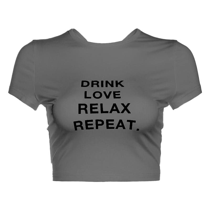 Short sleeve crewneck ruched letter print crop top  | Festival Outfits Women