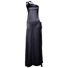 One shoulder satin backless knotted maxi dress  | Festival Outfits Women