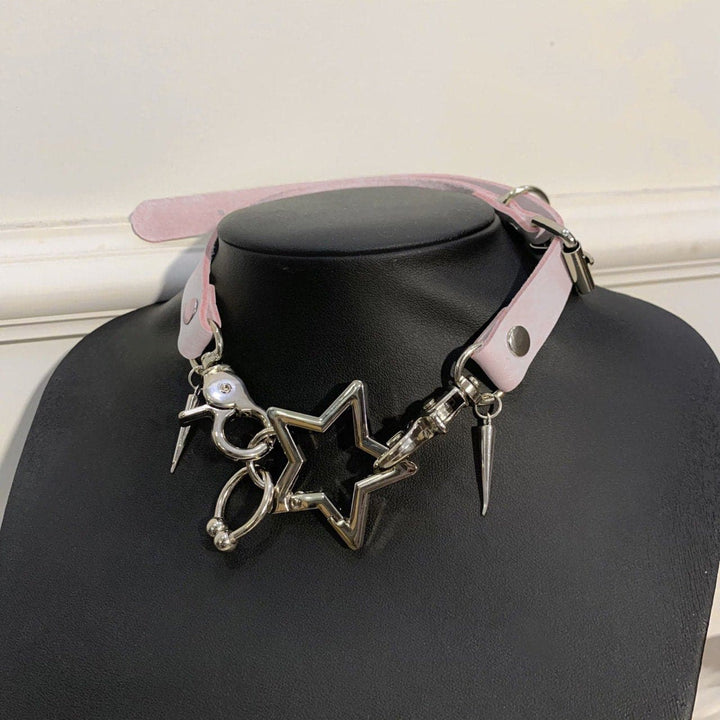 Star decor PU leather adjustable choker necklace  | Festival Outfits Women