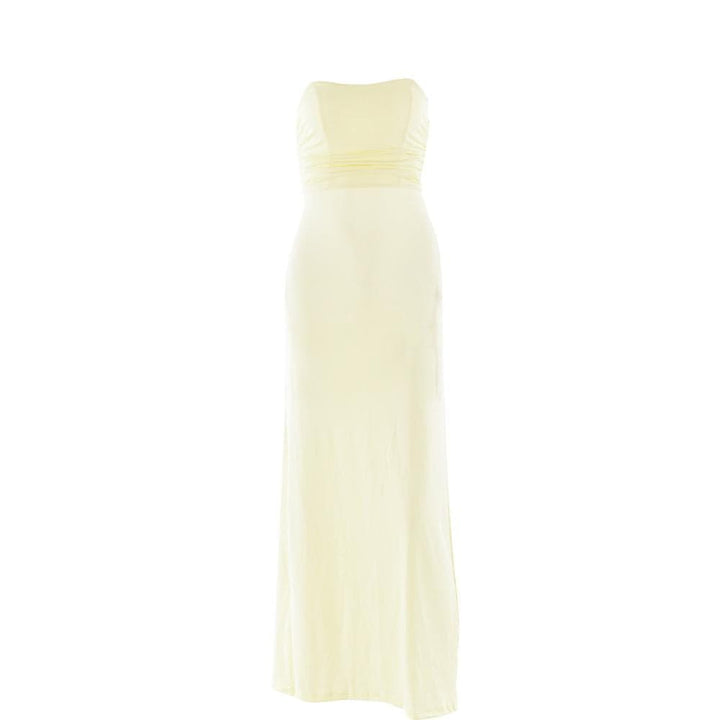 Ruched lace up backless hollow out tube cut out maxi dress  | Festival Outfits Women