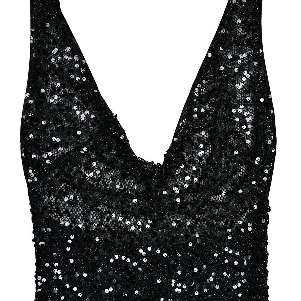 Halter self tie glitter u neck low cut backless maxi dress  | Festival Outfits Women