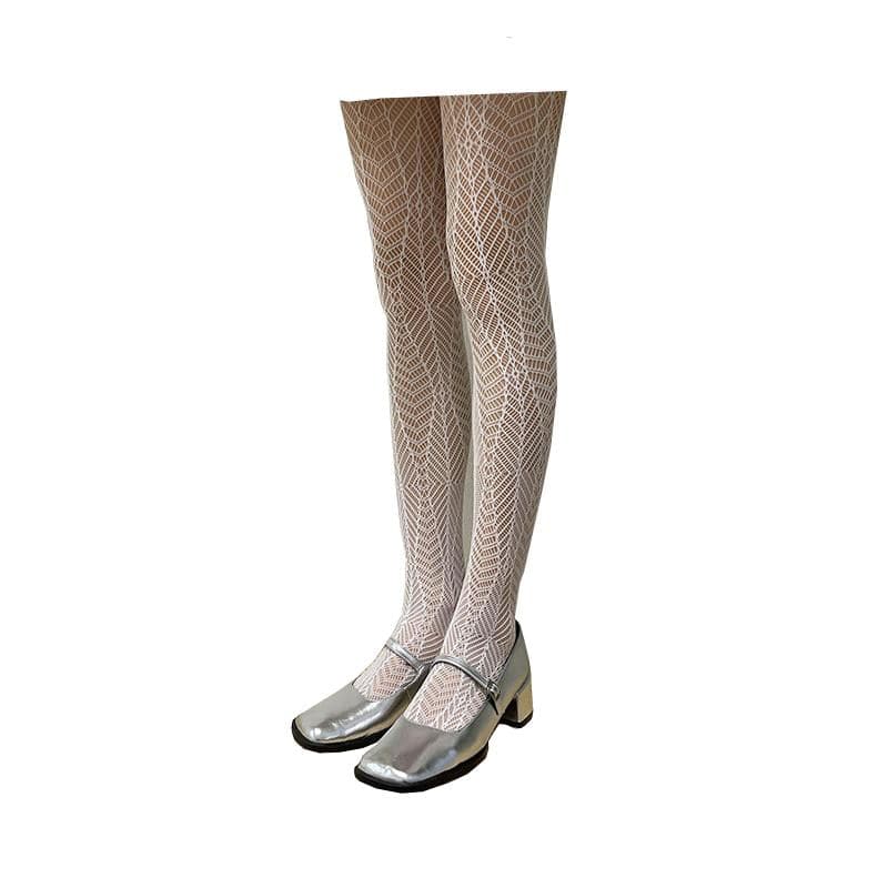 Sheer lace hollow out solid tights  | Festival Outfits Women