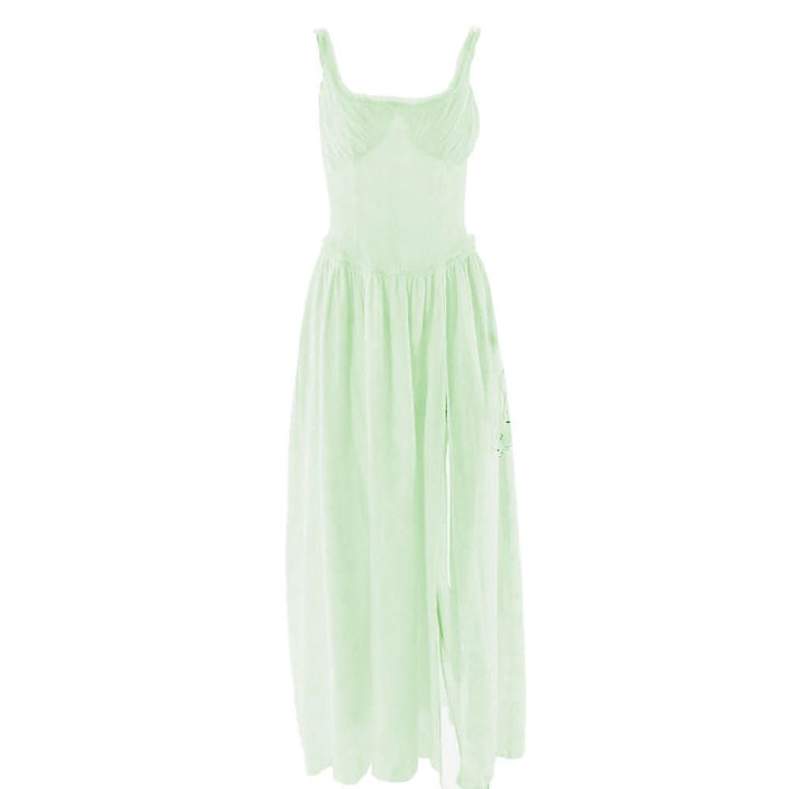 Sweetheart neck ruched textured ruffle cami maxi dress-final-sale  | Festival Outfits Women