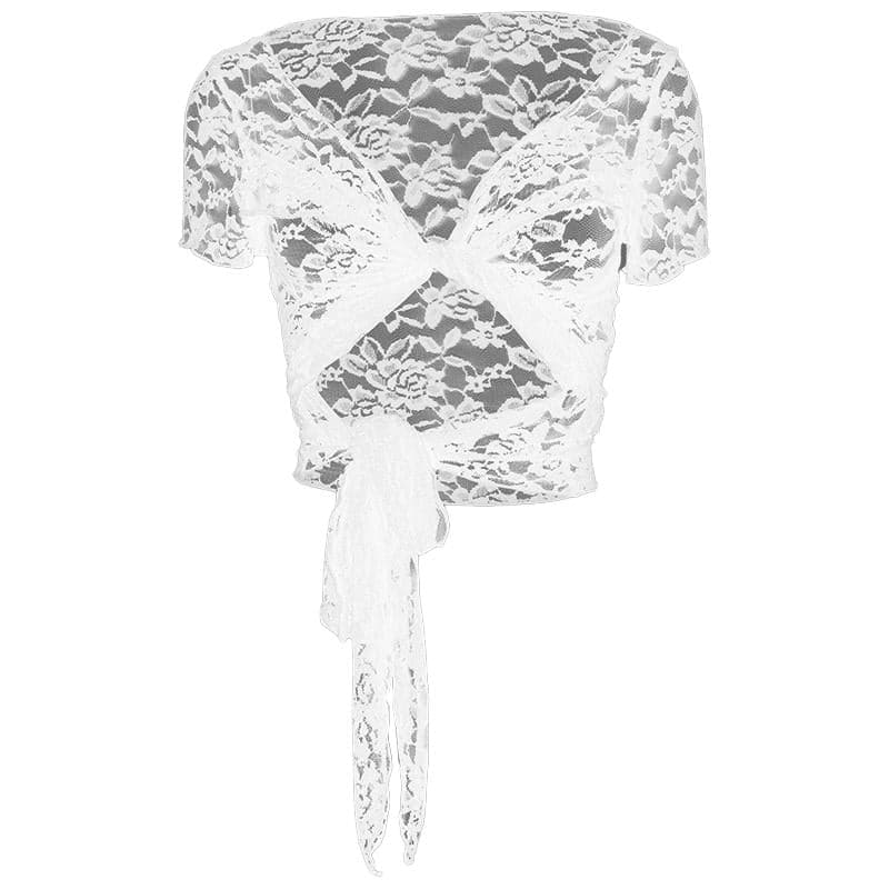 Lace mai gajeren hannu mai hanyoyi biyu | Kayan Biki na Mata