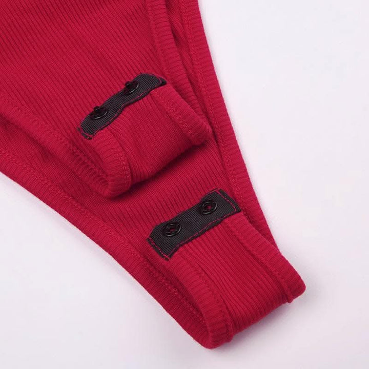 Square neck embroidery solid ribbed bodysuit-final-sale  | Festival Outfits Women