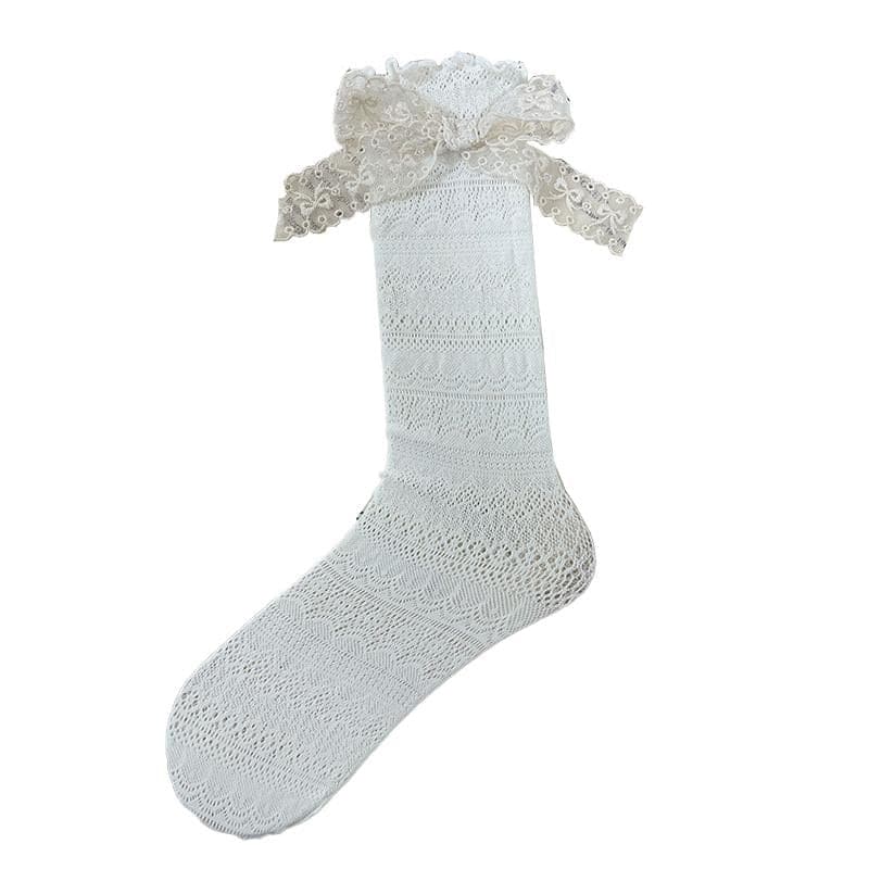 Ruffle bowknot lace contrast socks  | Festival Outfits Women