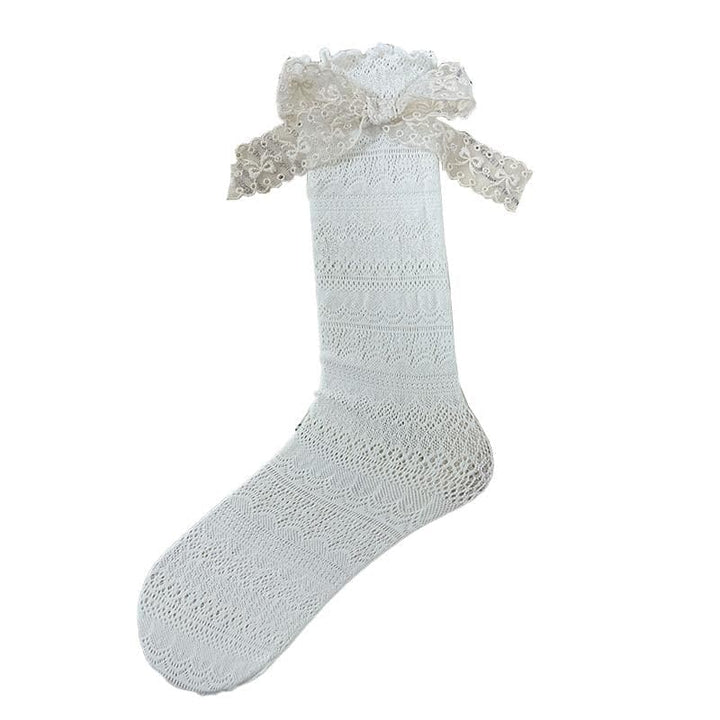 Ruffle bowknot lace contrast socks  | Festival Outfits Women
