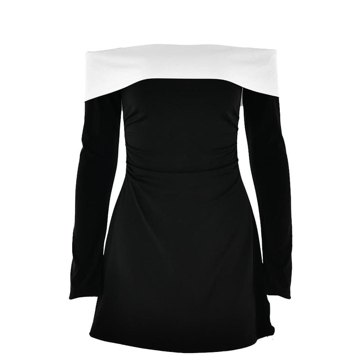 Long sleeve off shoulder patchwork backless mini dress  | Festival Outfits Women