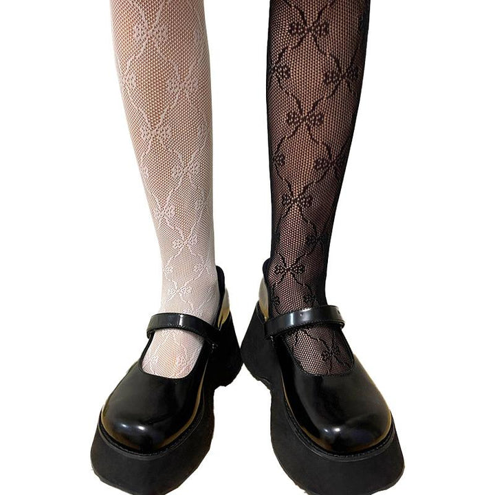 Lace contrast mesh bowknot tights  | Festival Outfits Women