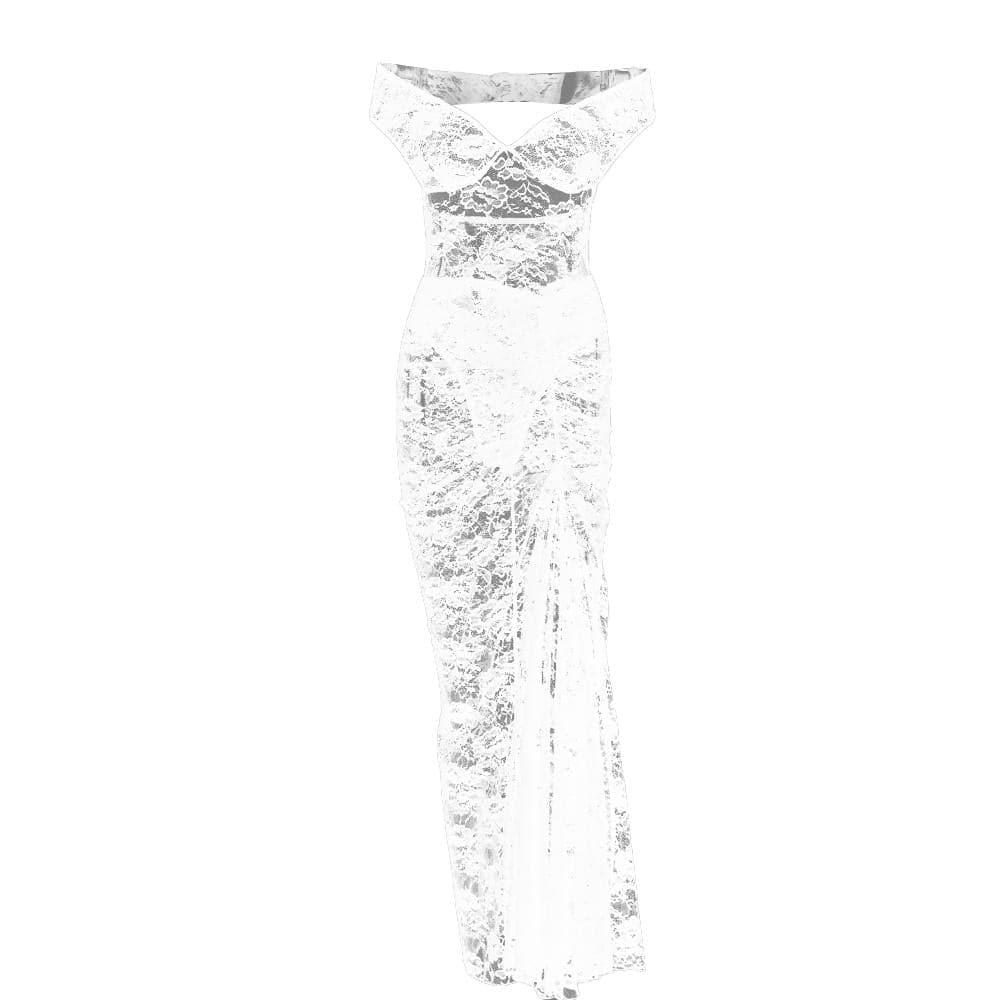 Off shoulder lace backless see through maxi skirt set  | Festival Outfits Women